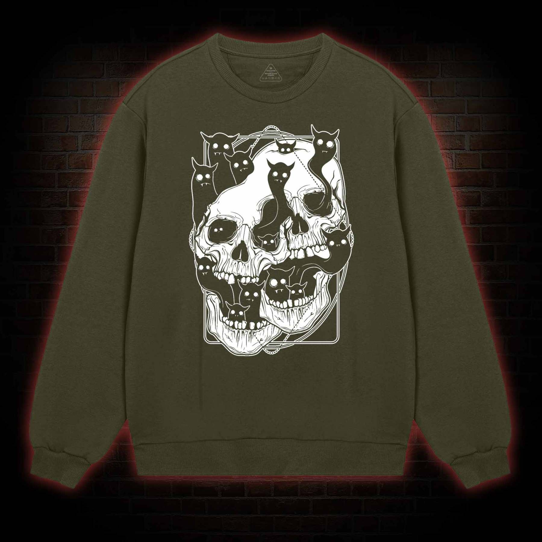 Cat Ghost Double Skull Sweatshirt