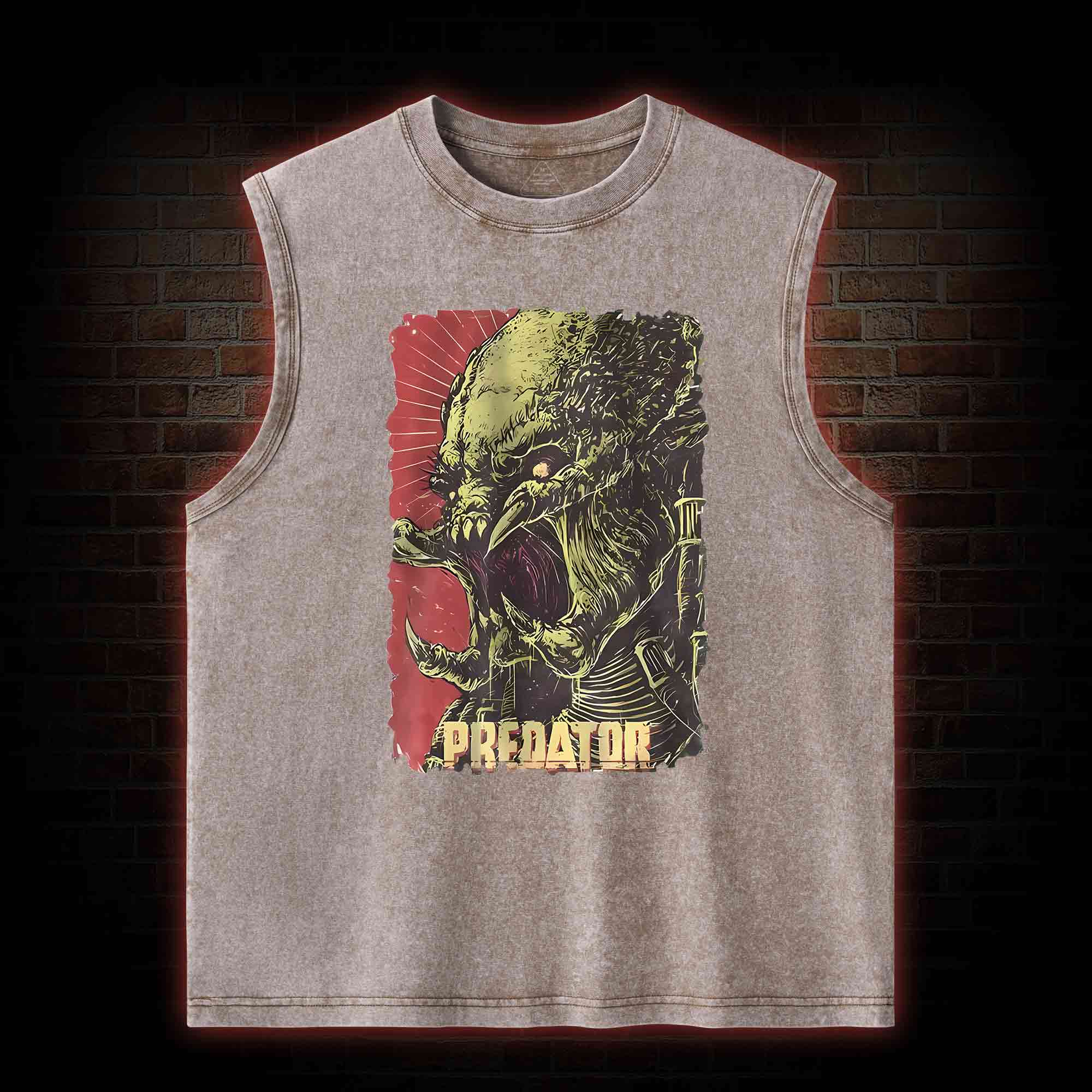 Alien Vs Alien Hunter Vintage Movie Washed Tank Top