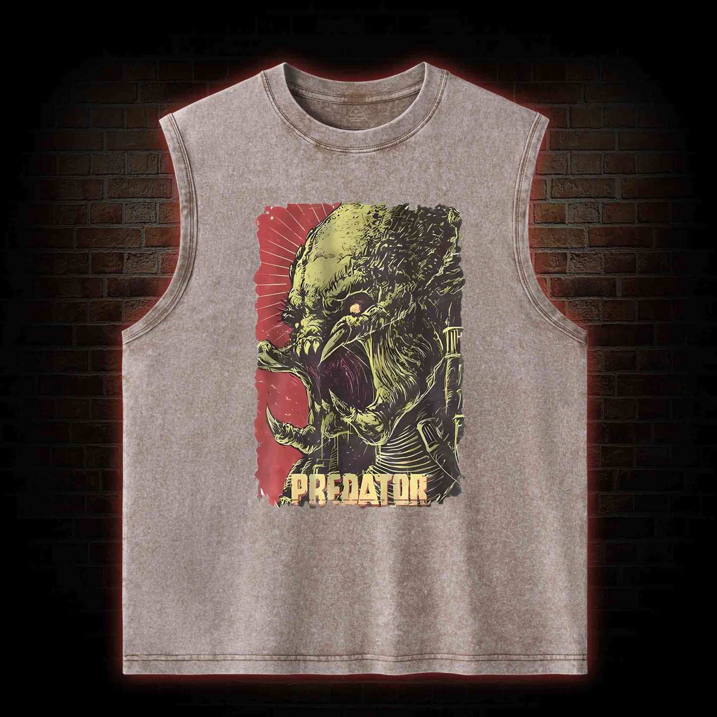 Alien Vs Alien Hunter Vintage Movie Washed Tank Top