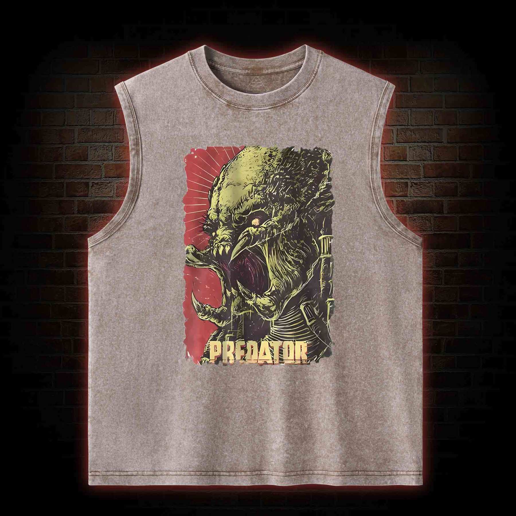 Alien Vs Alien Hunter Vintage Movie Washed Tank Top