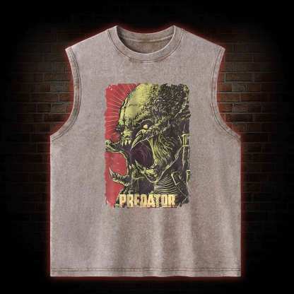 Alien Vs Alien Hunter Vintage Movie Washed Tank Top