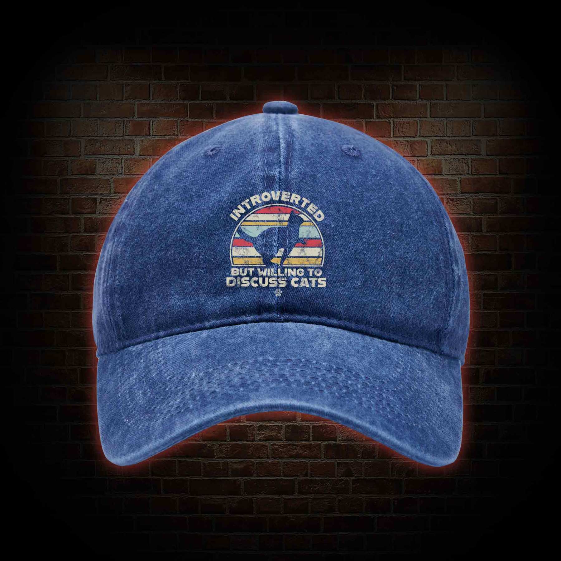 Introverted But Willing To Dicuss Cats Washed Vintage Baseball Cap