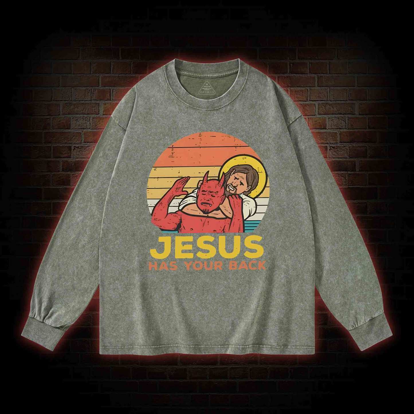 Jesus Has Your Back Washed Long-Sleeve T-shirt
