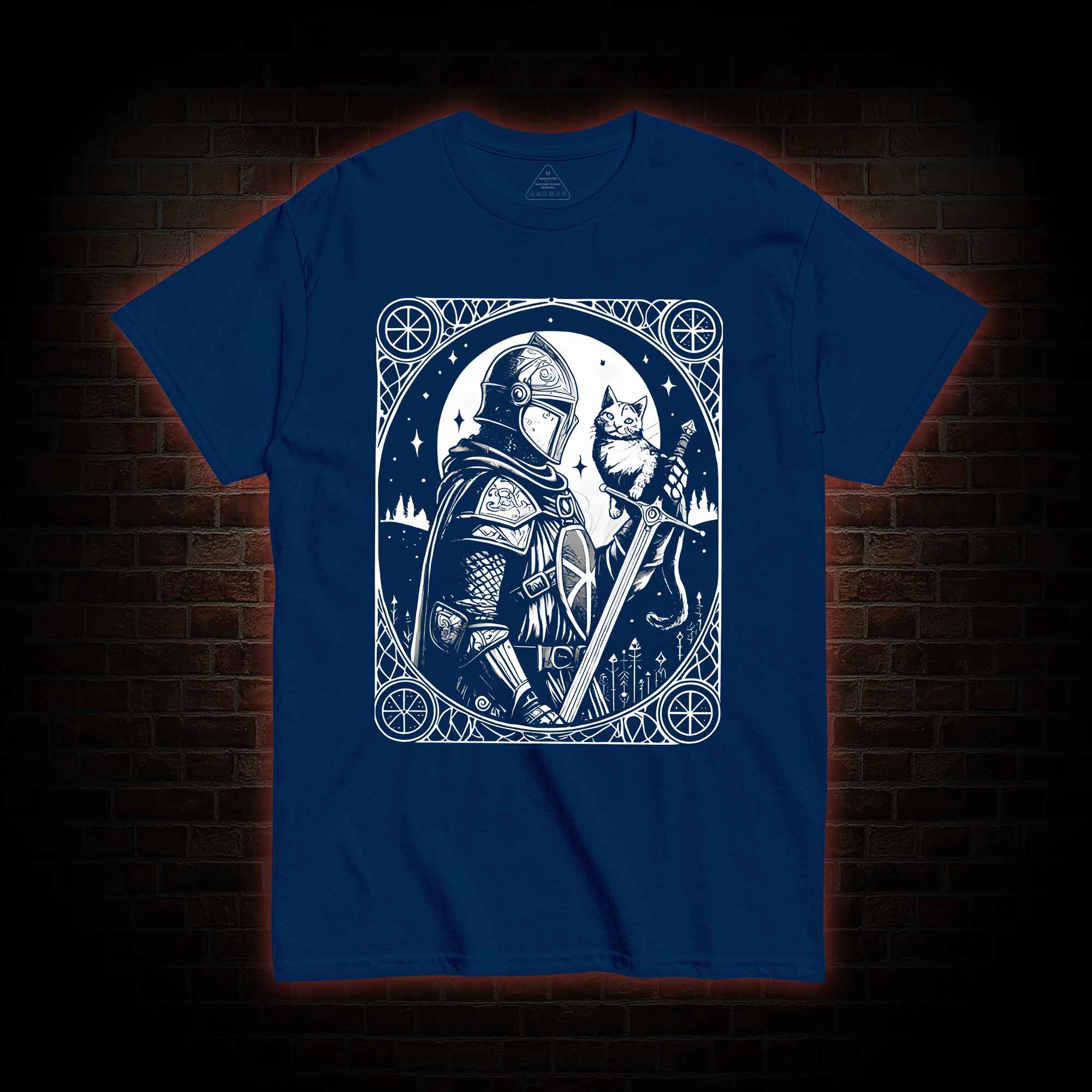 Knight Holding Cat Medieval T-shirt