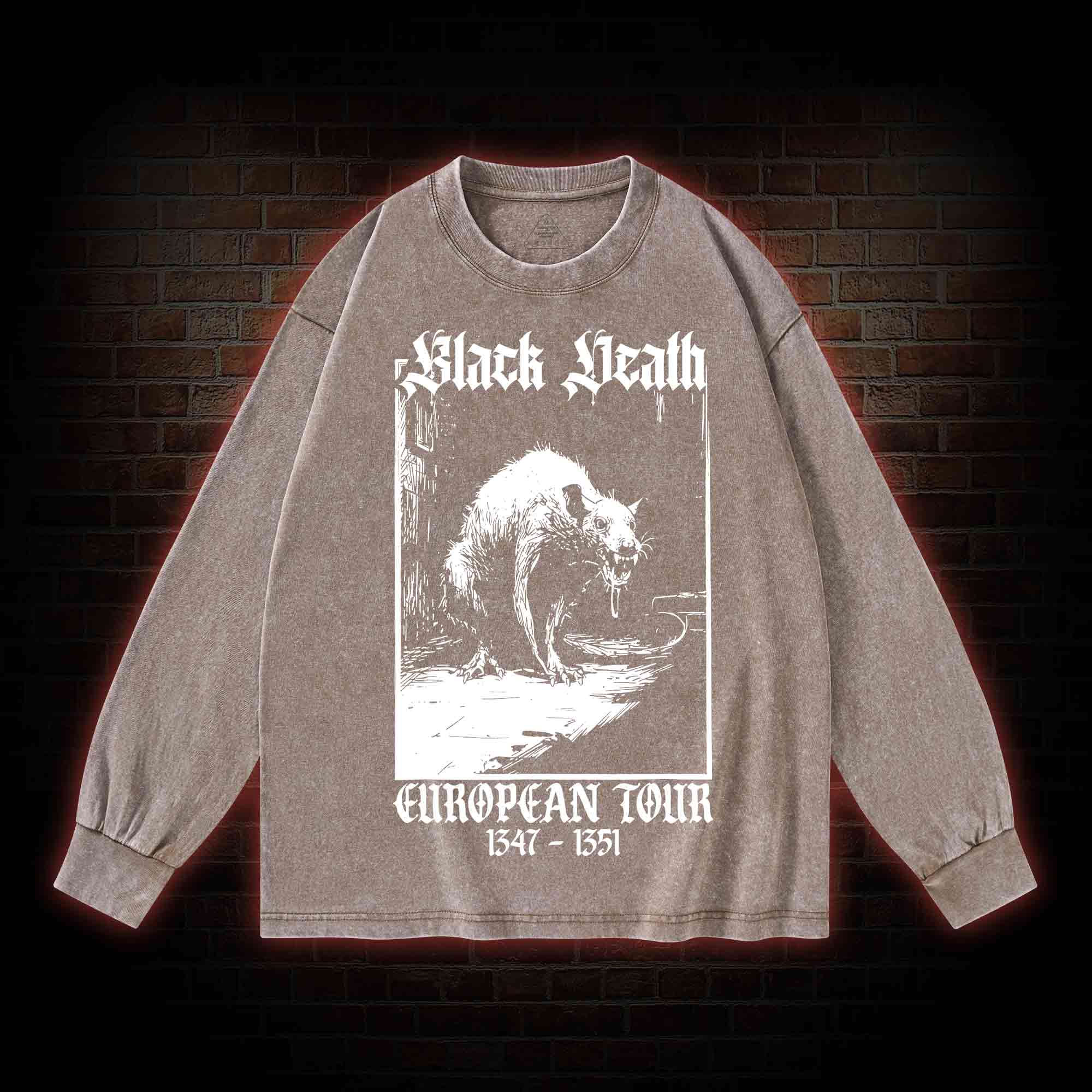 Black Death European Tour 1347-1351 Washed Long-Sleeve T-shirt