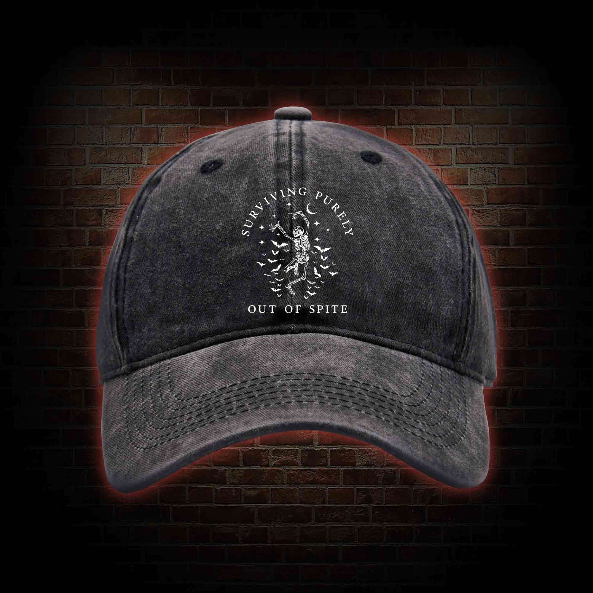 Surviving Purely Out Of Spite Washed Vintage Baseball Cap