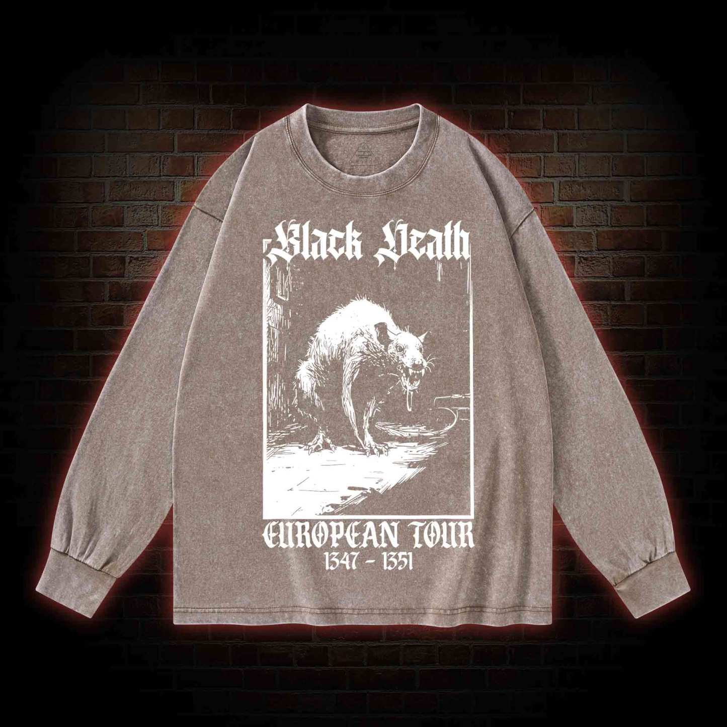 Black Death European Tour 1347-1351 Washed Long-Sleeve T-shirt