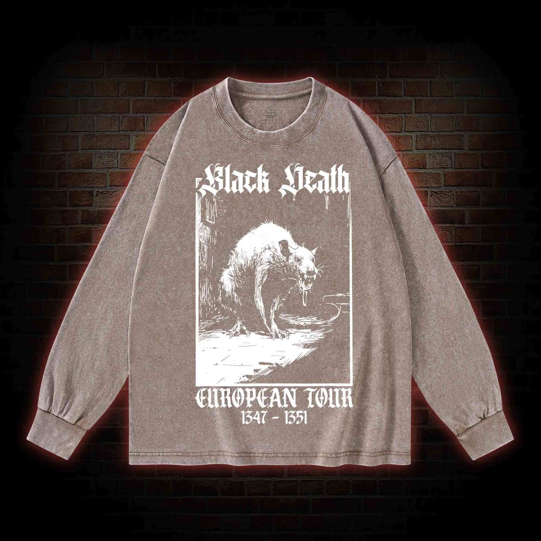Black Death European Tour 1347-1351 Washed Long-Sleeve T-shirt