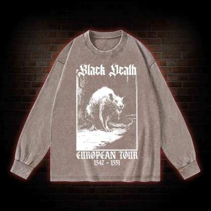 Black Death European Tour 1347-1351 Washed Long-Sleeve T-shirt