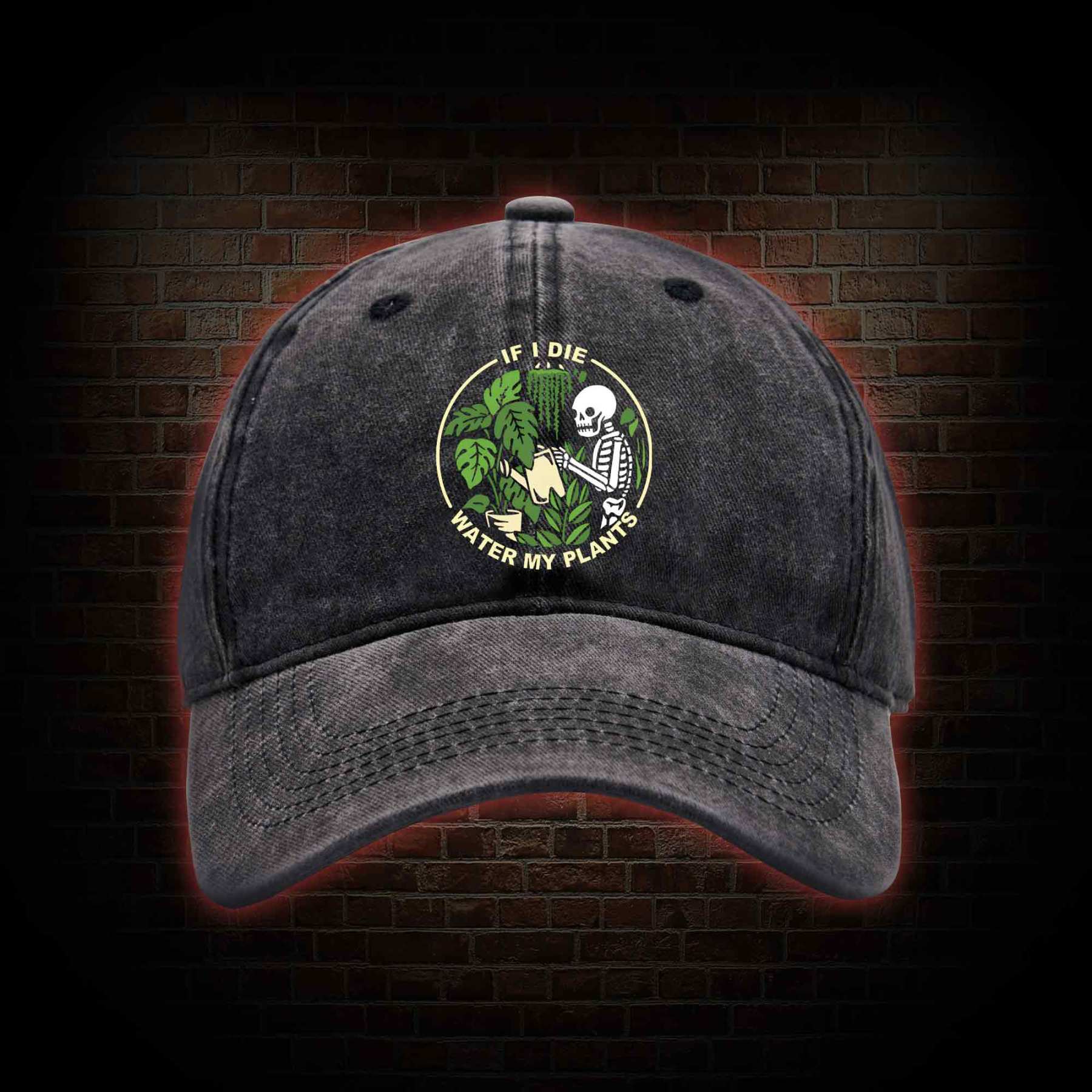 If I Die Water My Plants Washed Vintage Baseball Cap