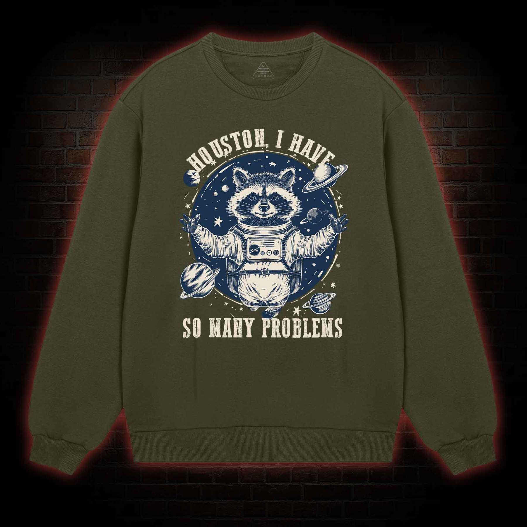 Houston I Have So Many Problems Raccoon Sweatshirt