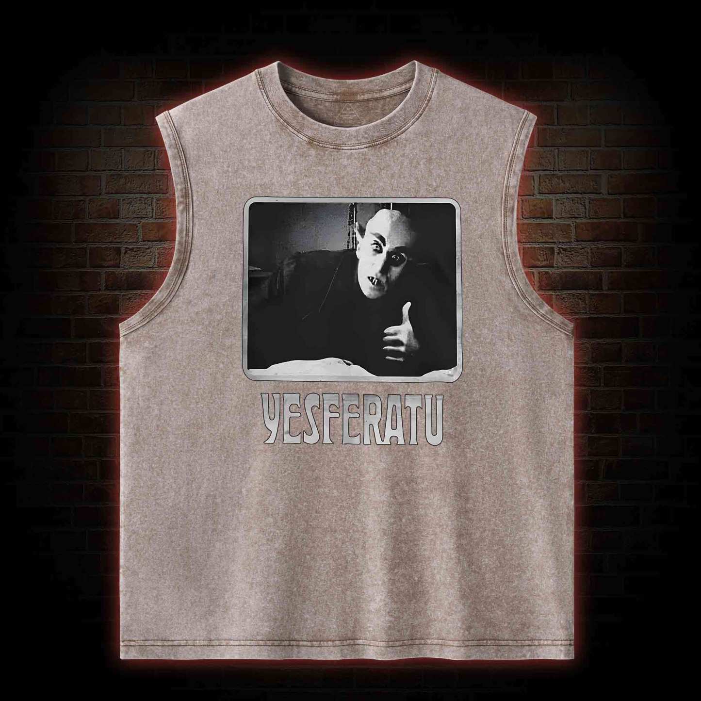 Yesferatu Funny Horror Retro Washed Tank Top