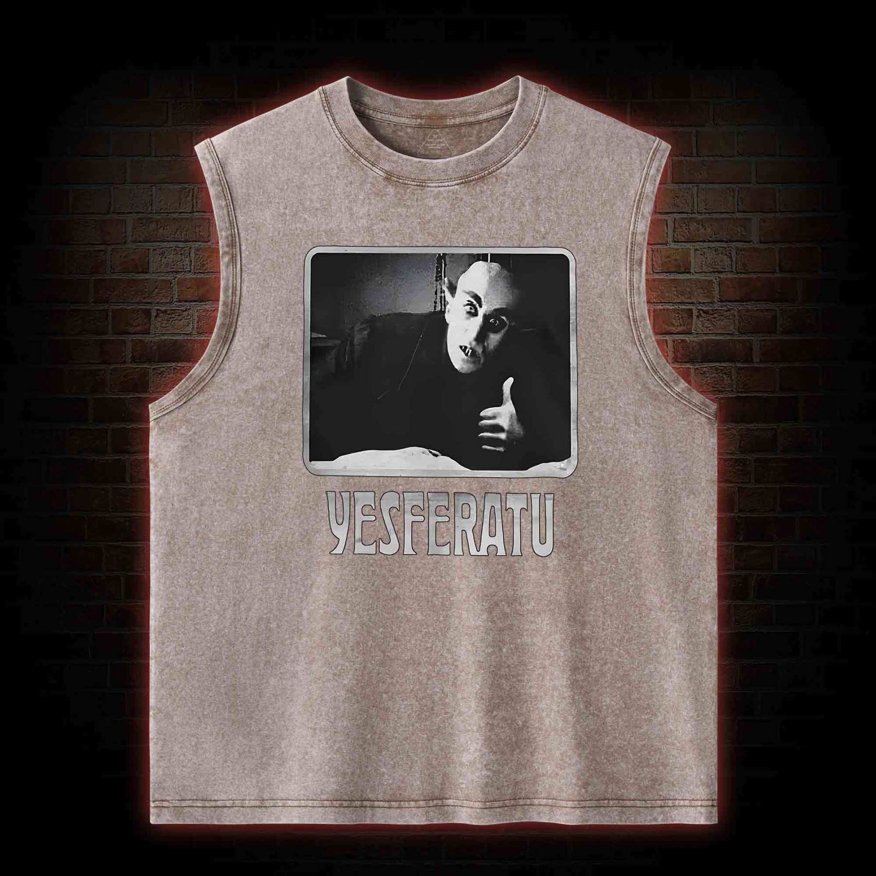 Yesferatu Funny Horror Retro Washed Tank Top
