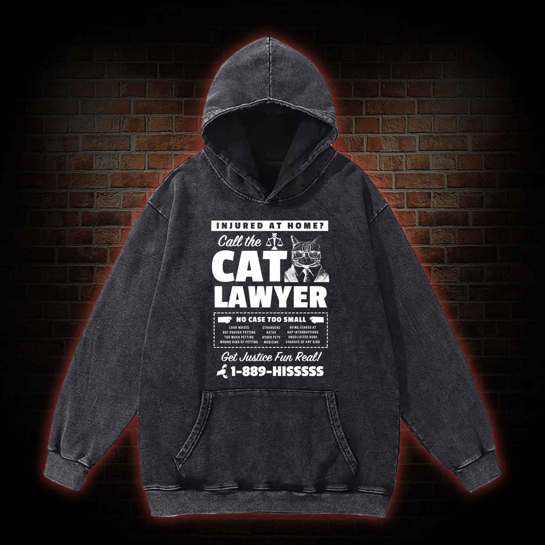 Call The Cat Lawyer Washed Hoodie