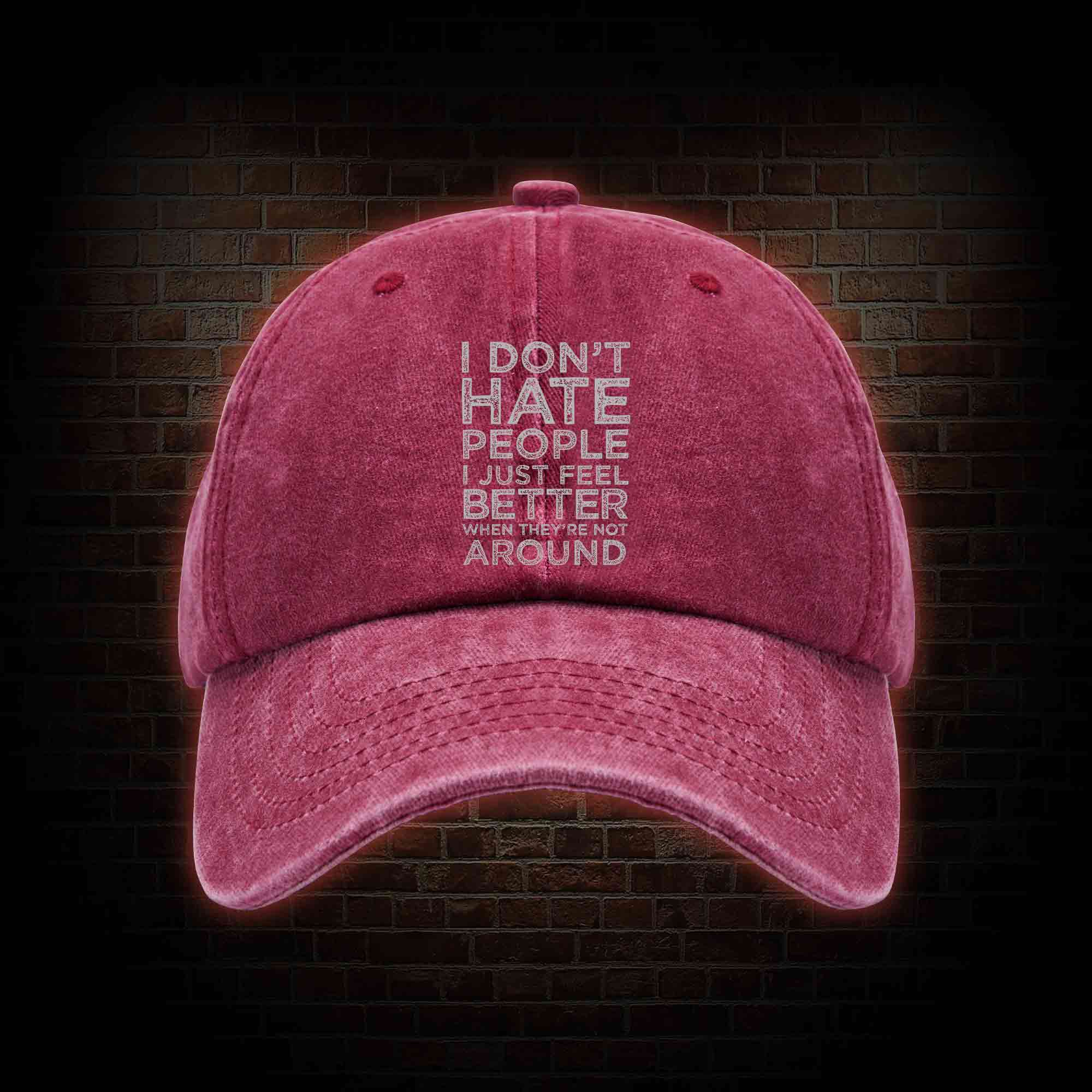 I Don't Hate People Washed Vintage Baseball Cap