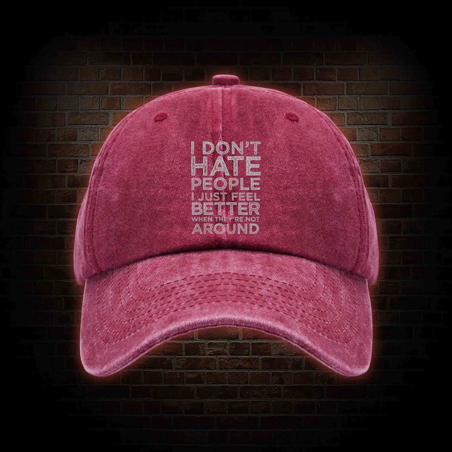 I Don't Hate People Washed Vintage Baseball Cap