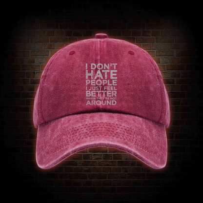 I Don't Hate People Washed Vintage Baseball Cap