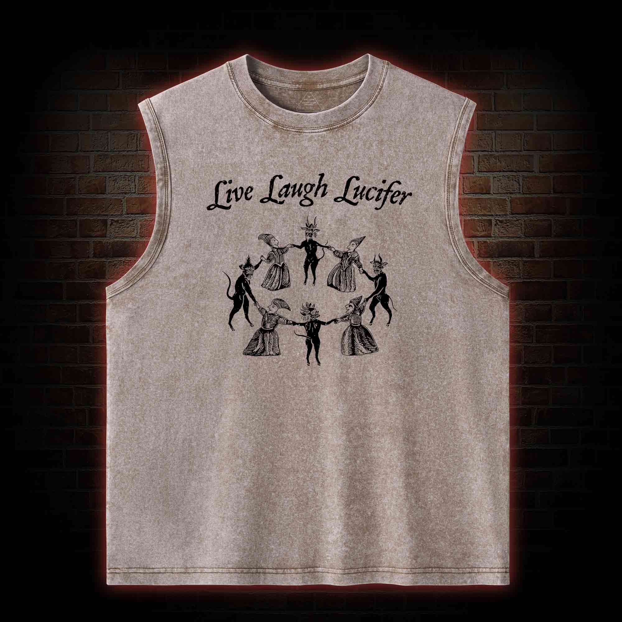 Live Laugh Lucifer Washed Tank Top