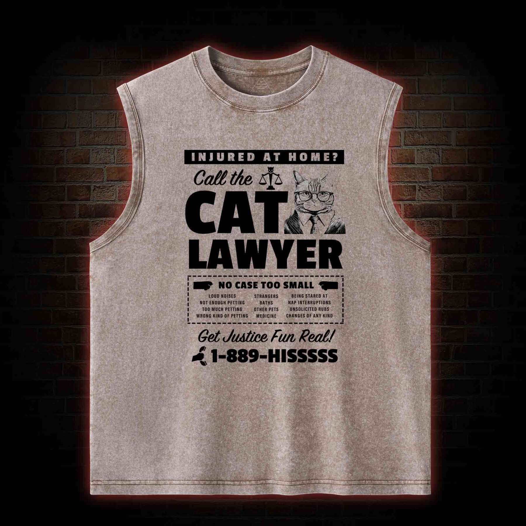 Call The Cat Lawyer Washed Tank Top
