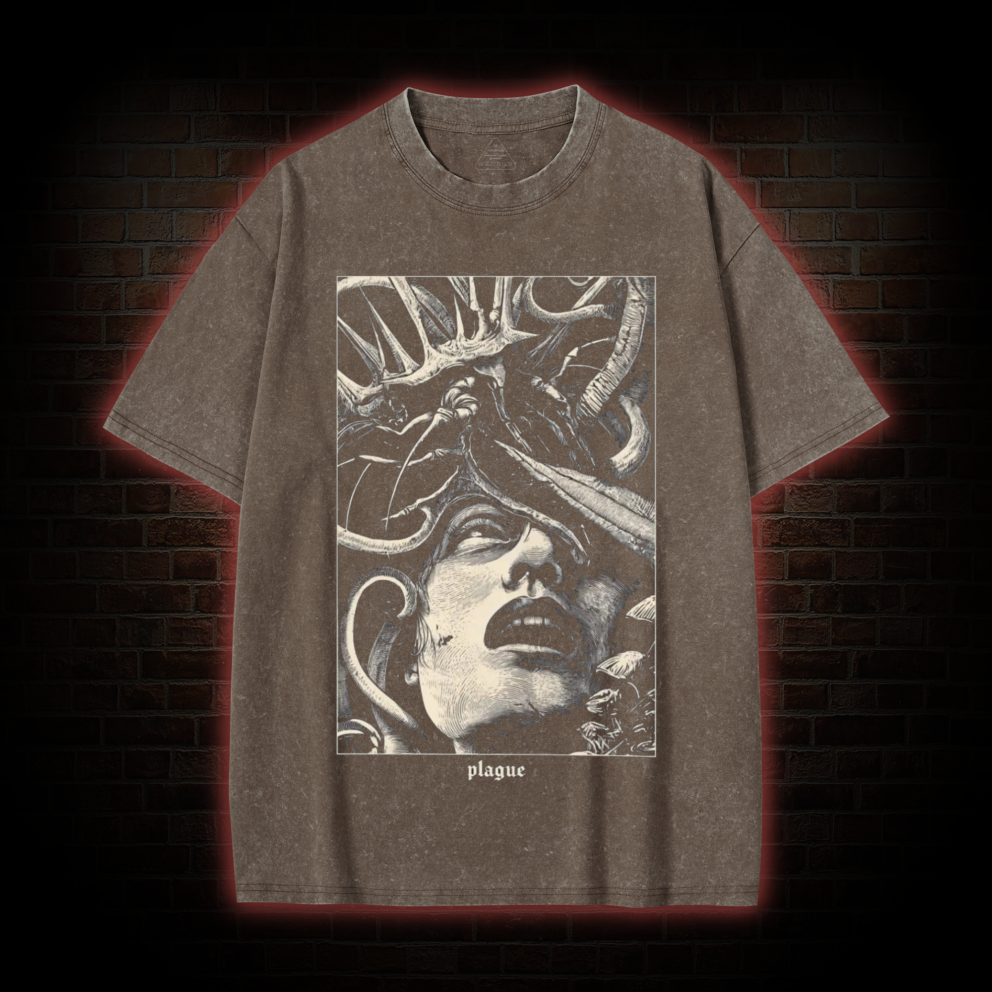 Gothic Parasite Attack Washed T-shirt