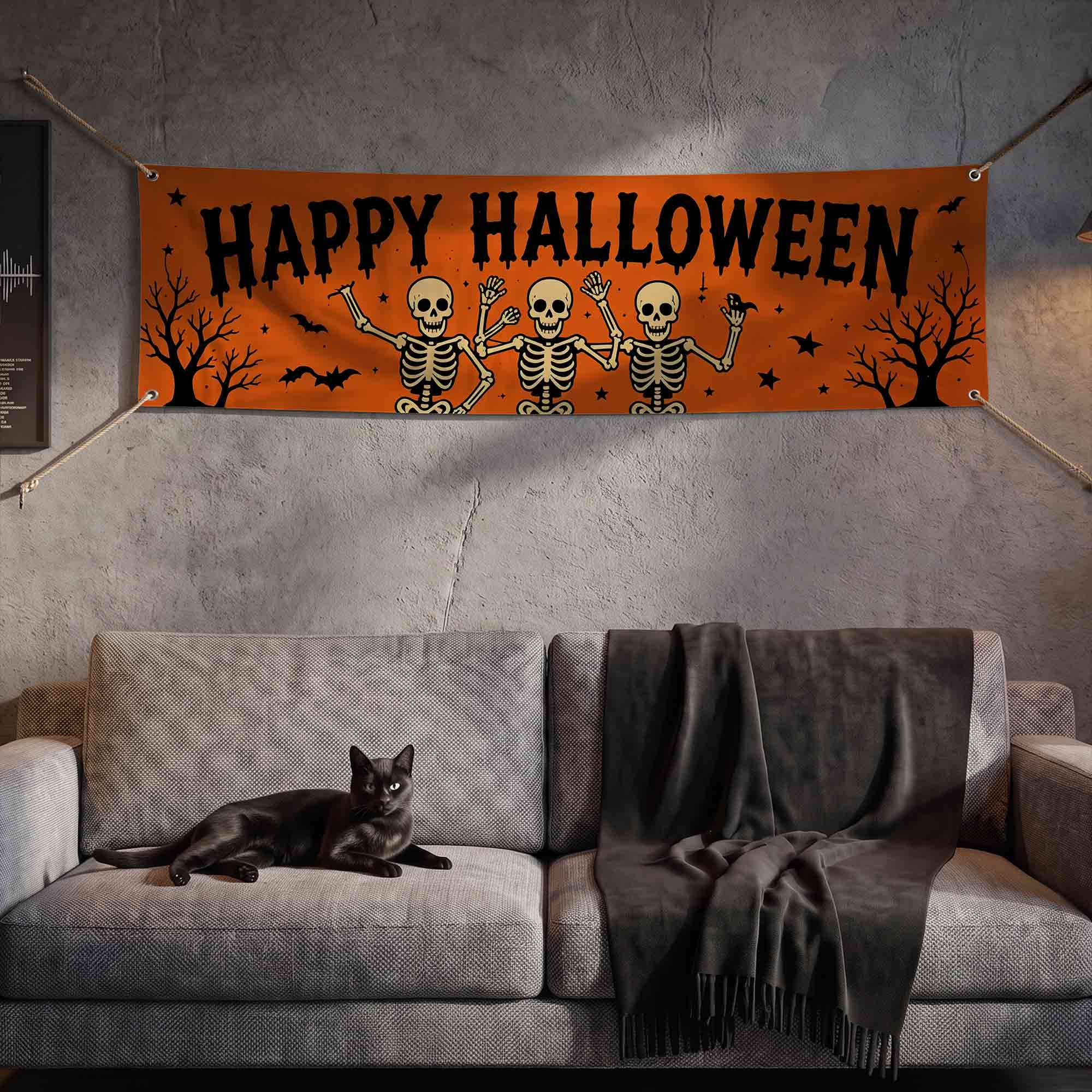 Skull Happy Halloween Banner