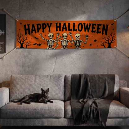 Skull Happy Halloween Banner