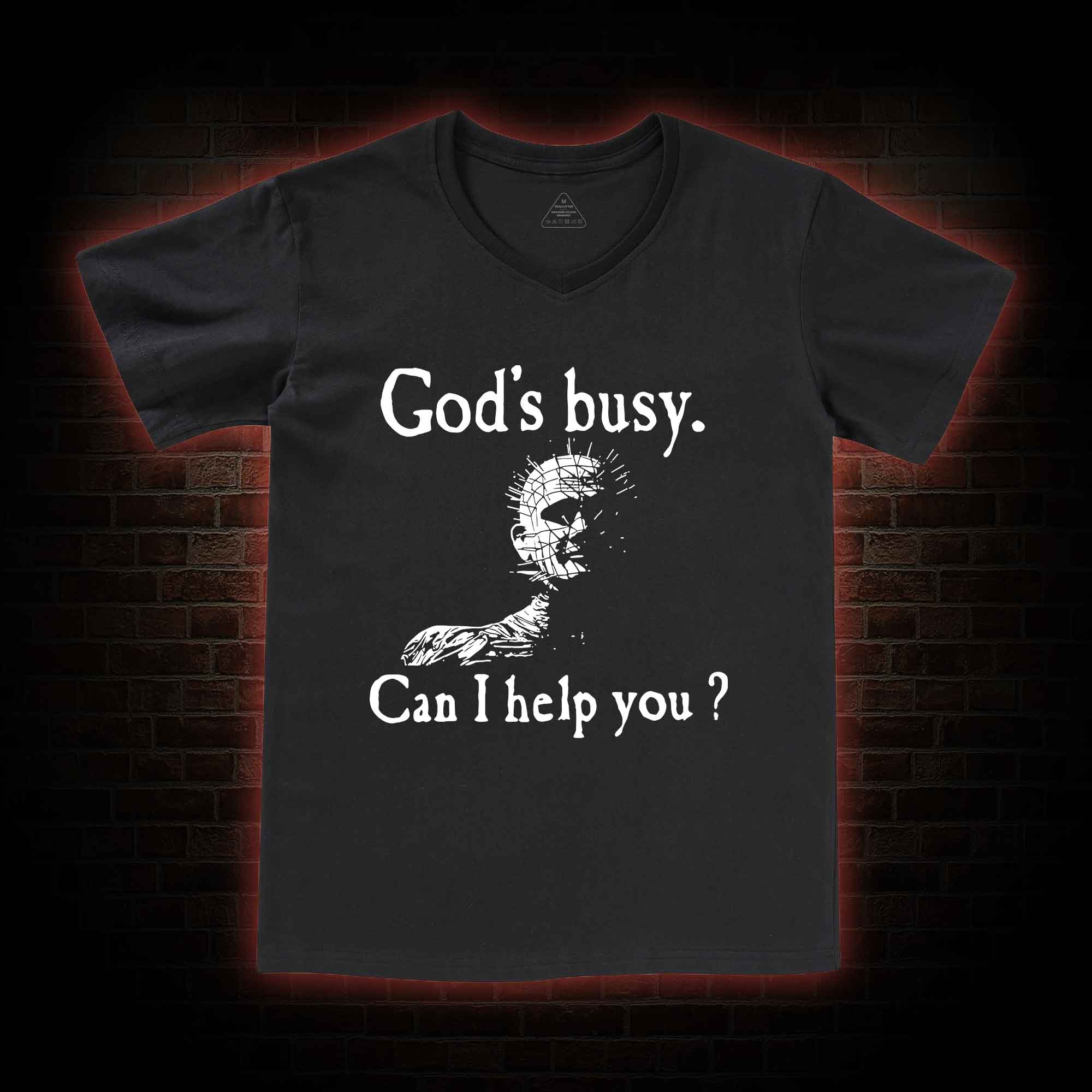 God's Busy Can I Help You V-Neck Classic T-Shirt