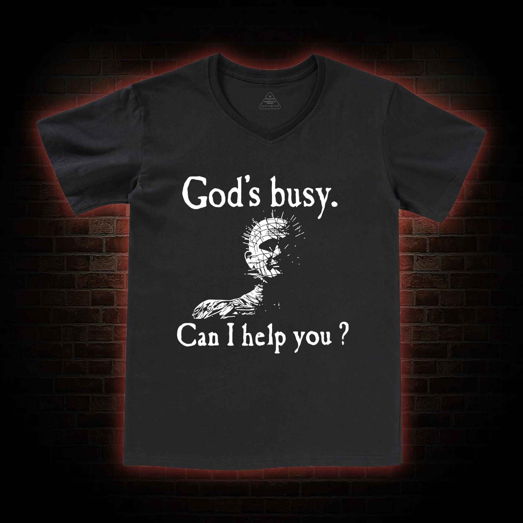 God's Busy Can I Help You V-Neck Classic T-Shirt