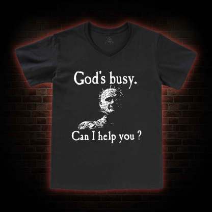 God's Busy Can I Help You V-Neck Classic T-Shirt