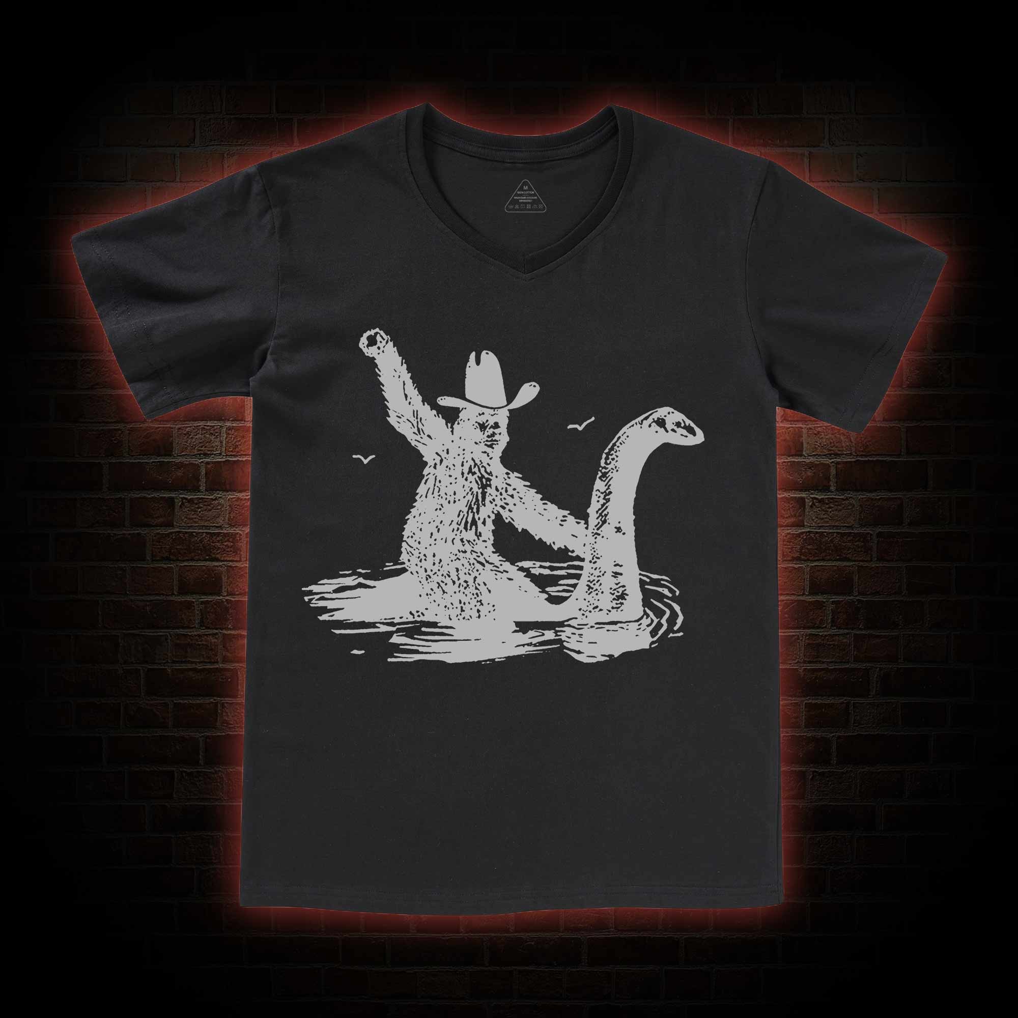 Bigfoot And Loch Ness Monster V-Neck Classic T-Shirt