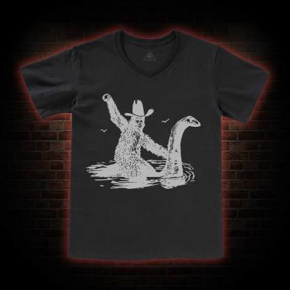 Bigfoot And Loch Ness Monster V-Neck Classic T-Shirt