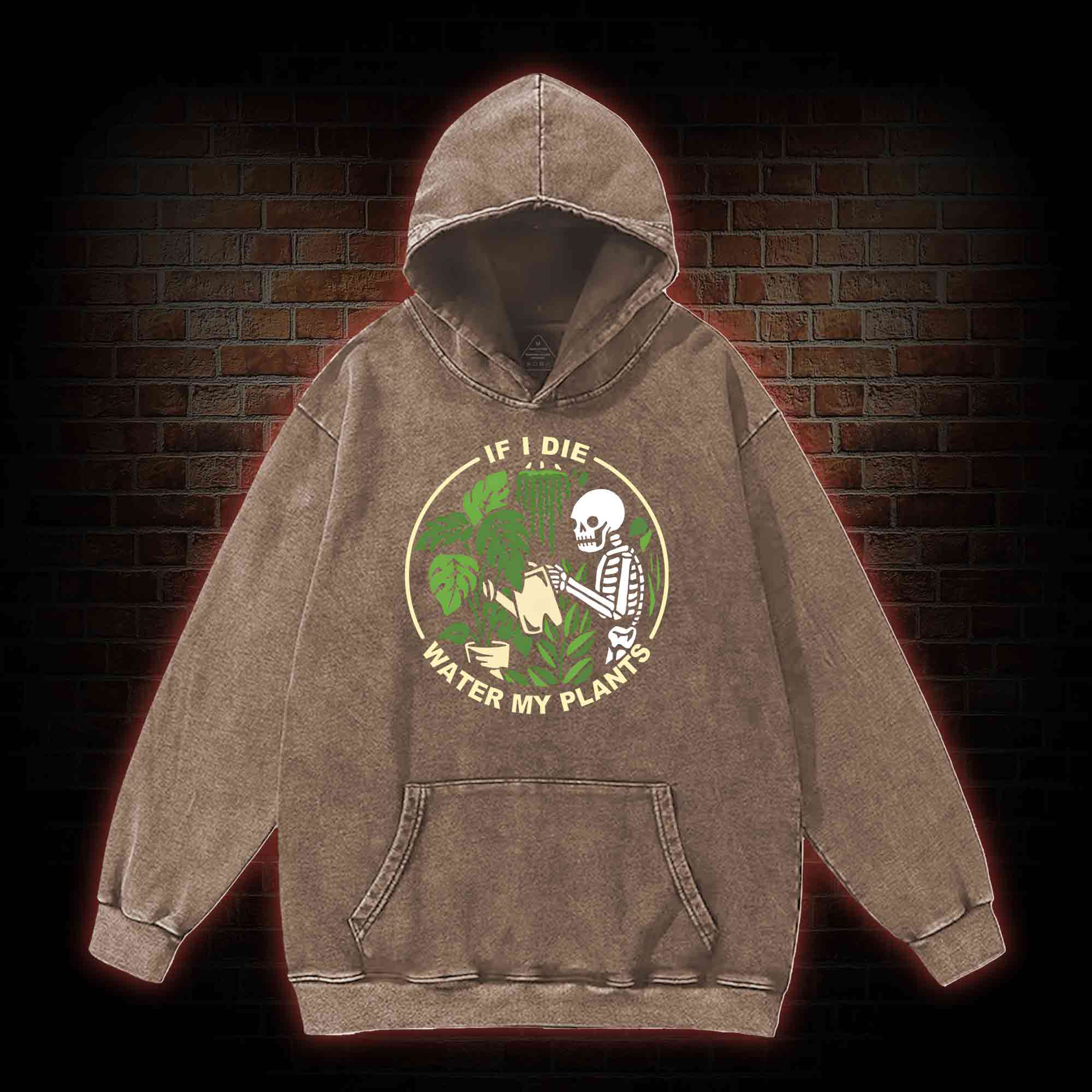If I Die Water My Plants Washed Hoodie
