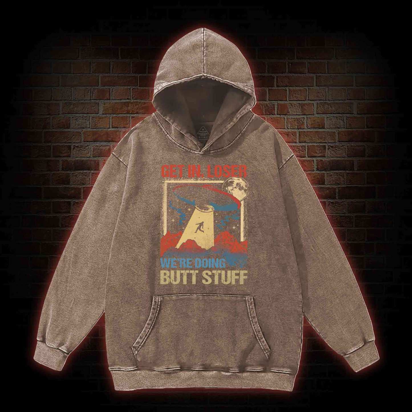 Get In Loser We're Doing Butt Stuff Washed Hoodie