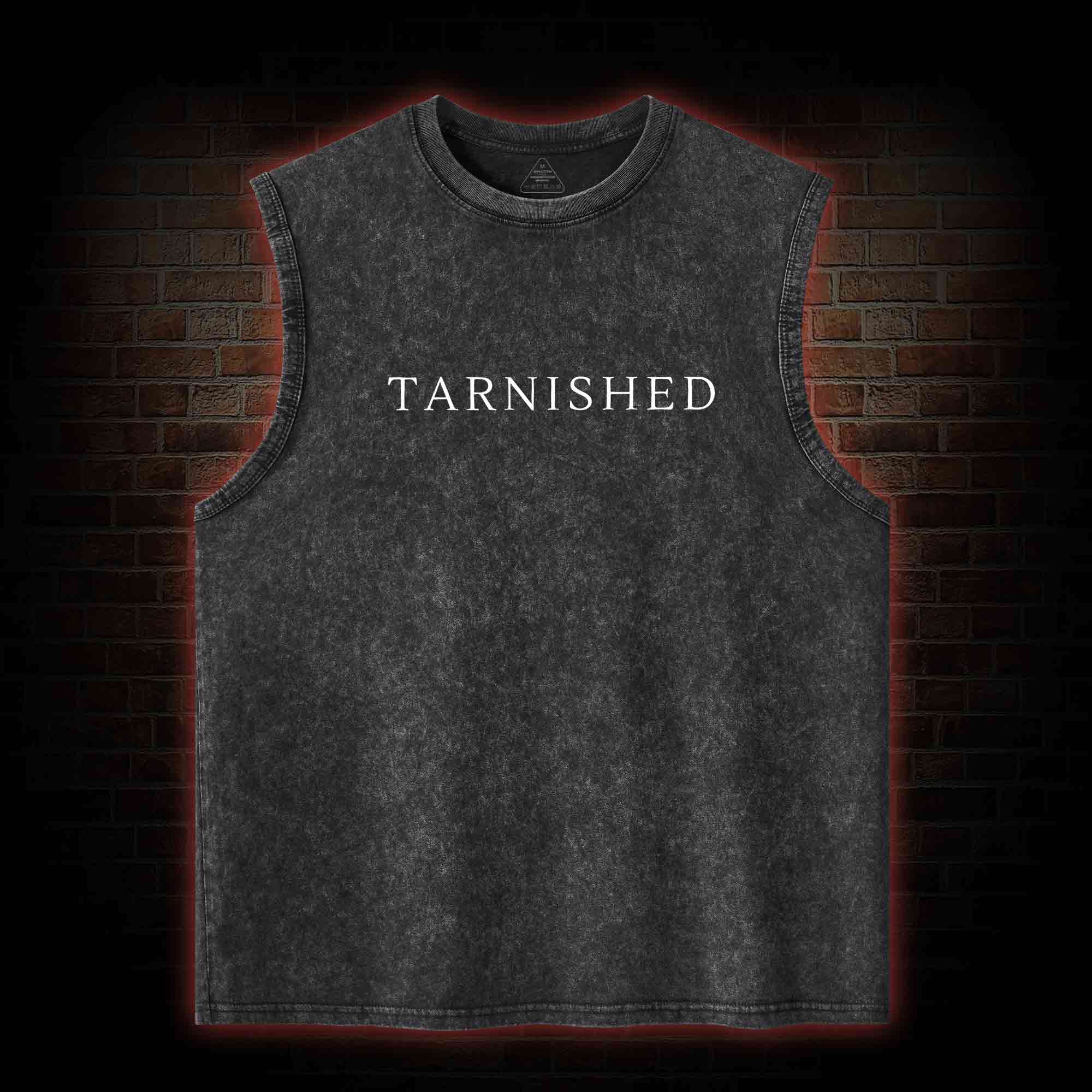 Dark Knight With Sword Back Print Washed Tank Top