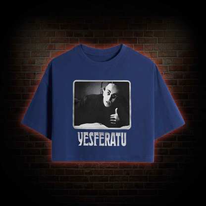 Yesferatu Funny Horror Retro Crop Top
