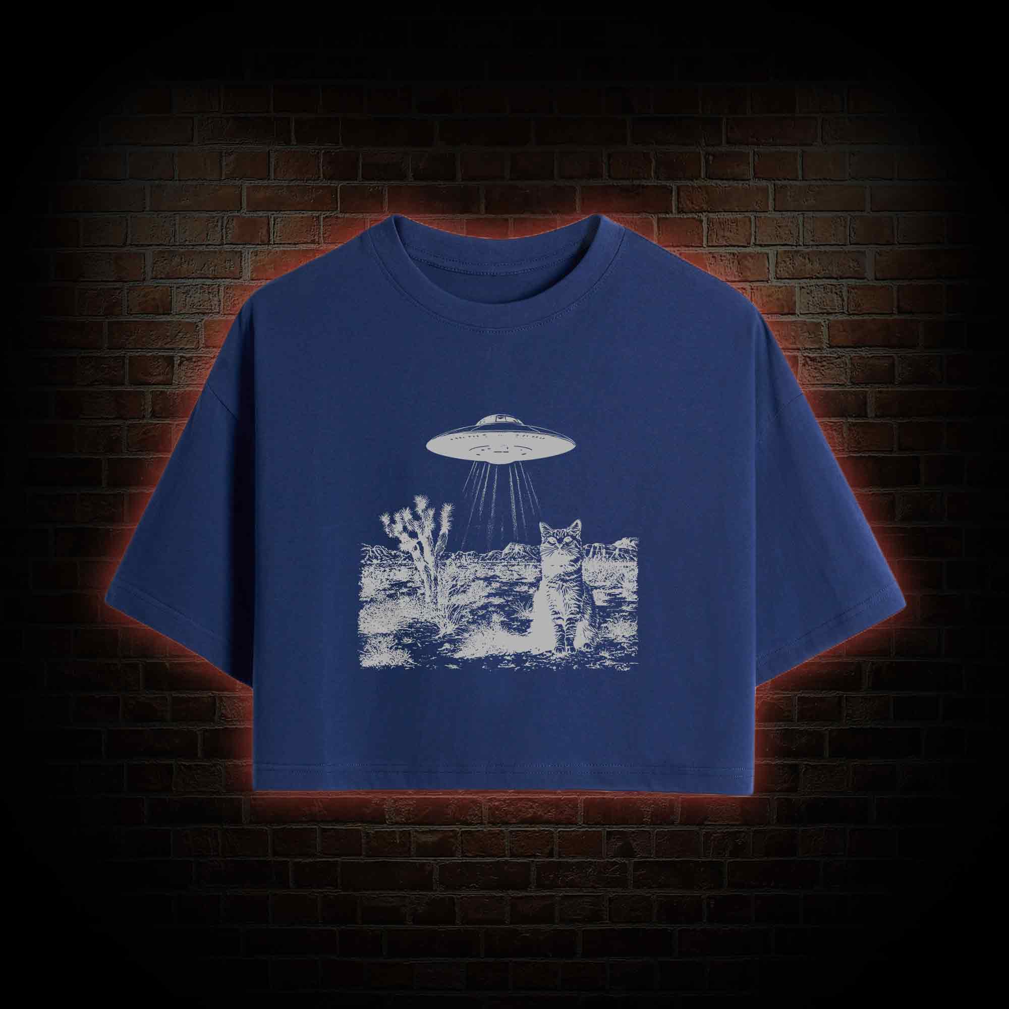 Ufo Cowboy Cat Crop Top