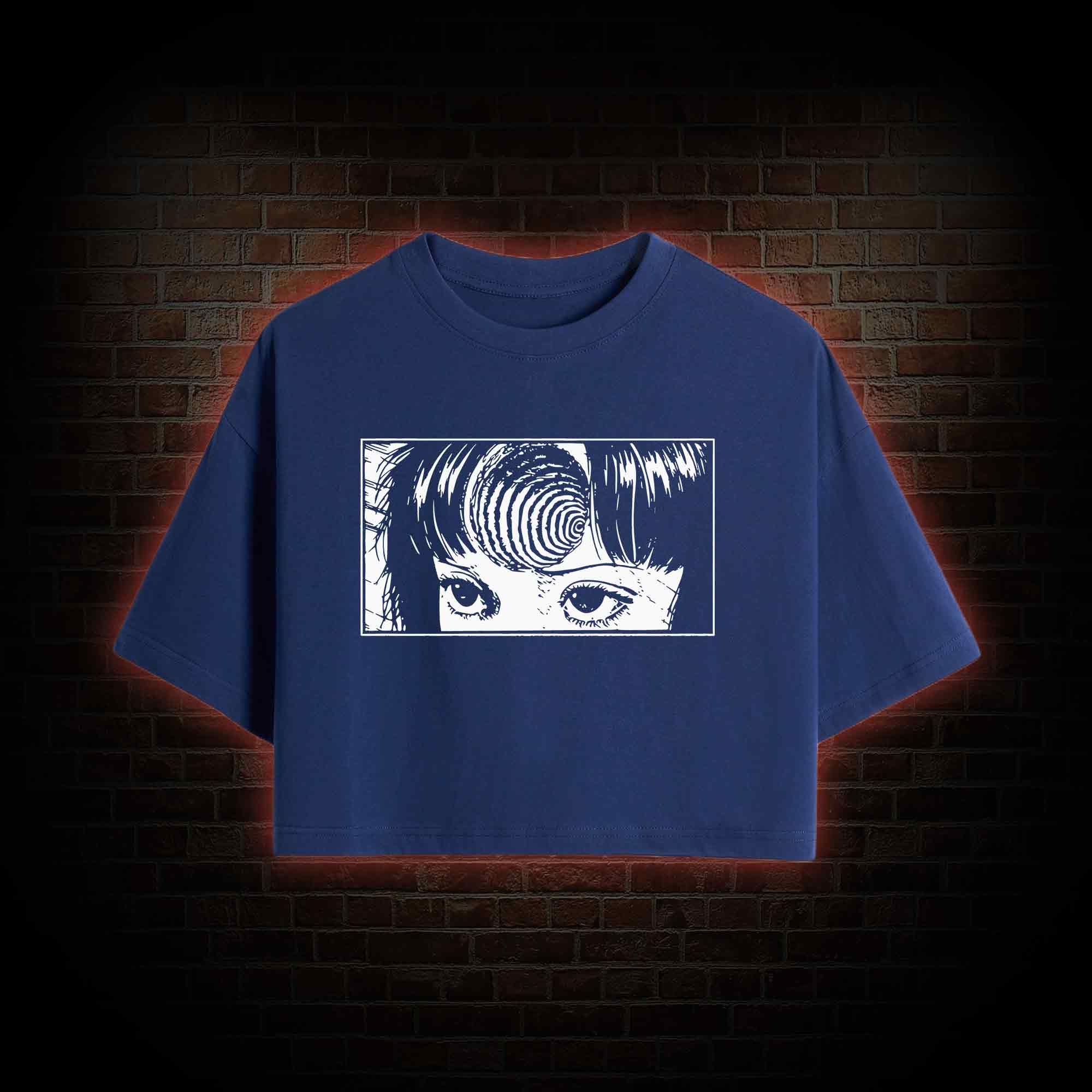 Creepy Girl Eyes Crop Top