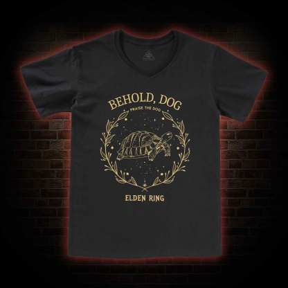 Behold Dog Back Print V-Neck Classic T-Shirt