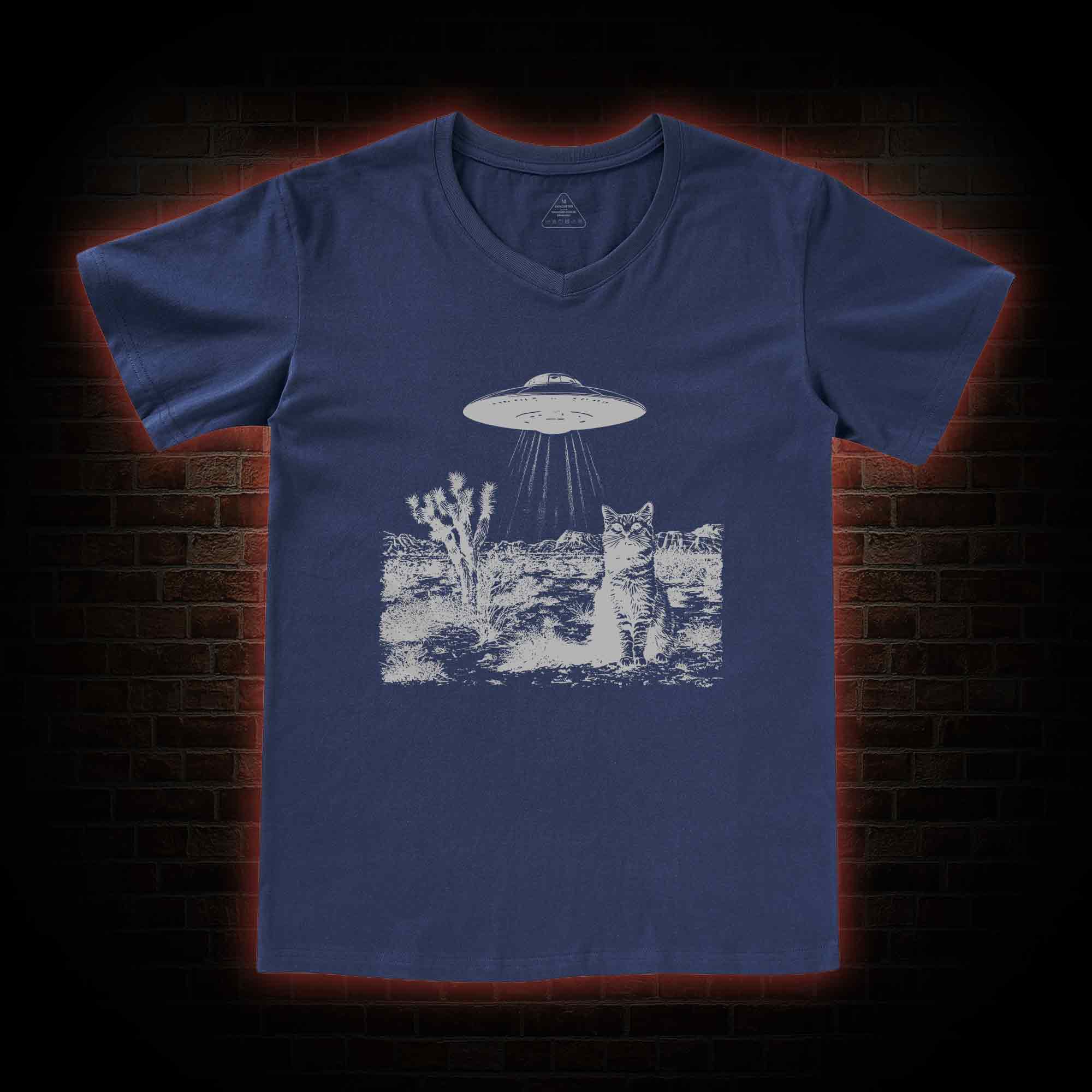 Ufo Cowboy Cat V-Neck Classic T-Shirt