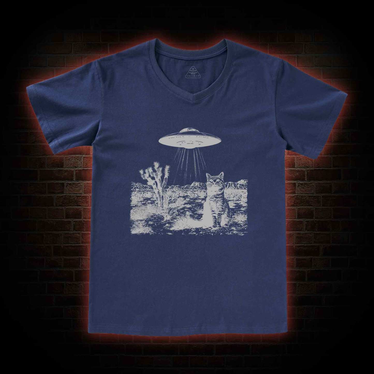 Ufo Cowboy Cat V-Neck Classic T-Shirt