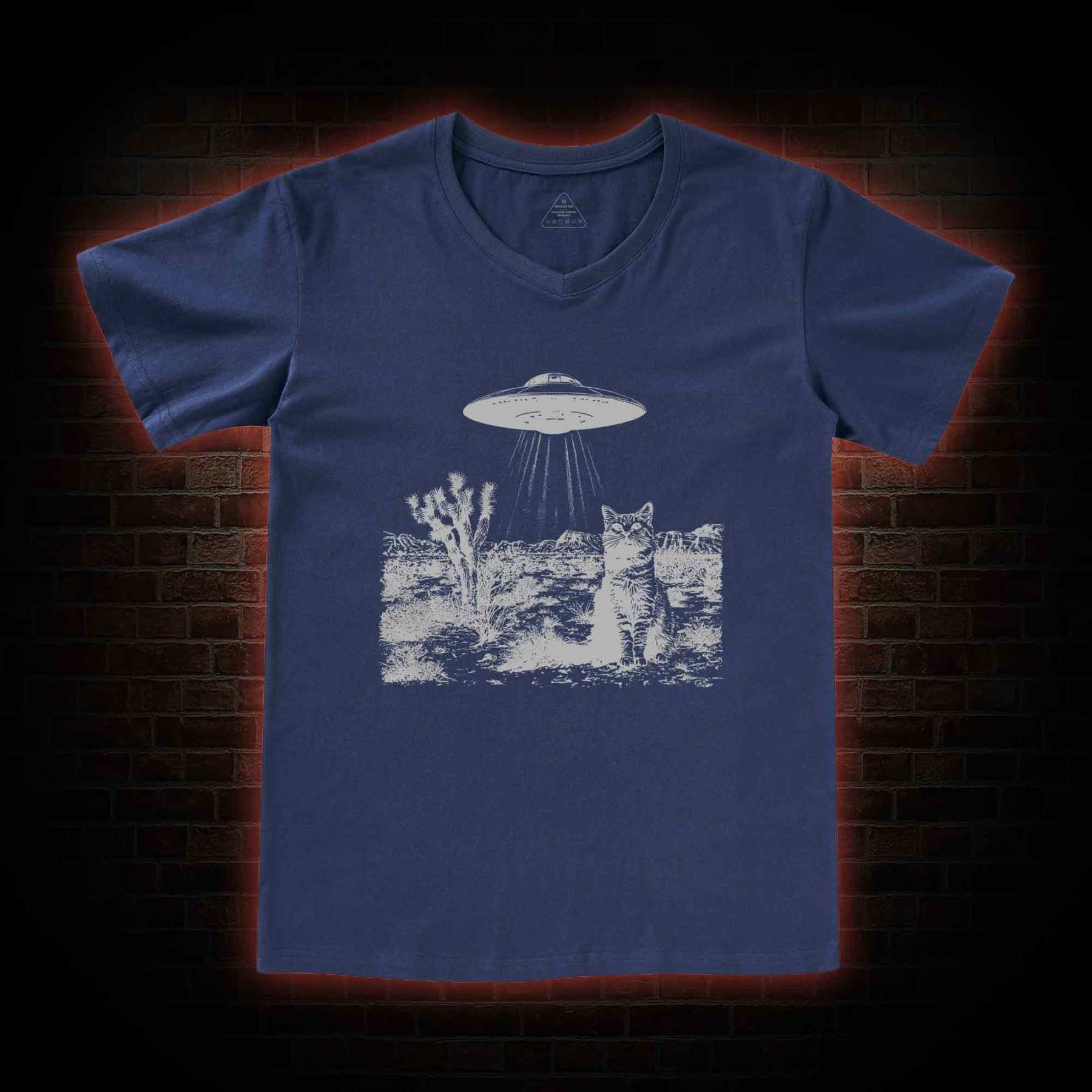 Ufo Cowboy Cat V-Neck Classic T-Shirt