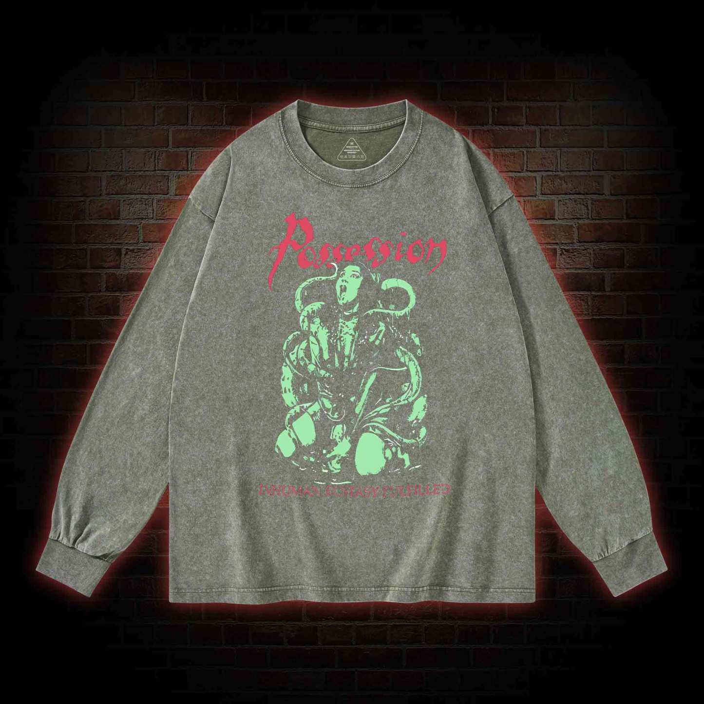 Inhuman Ecstasy Fulfilled Washed Long-Sleeve T-shirt