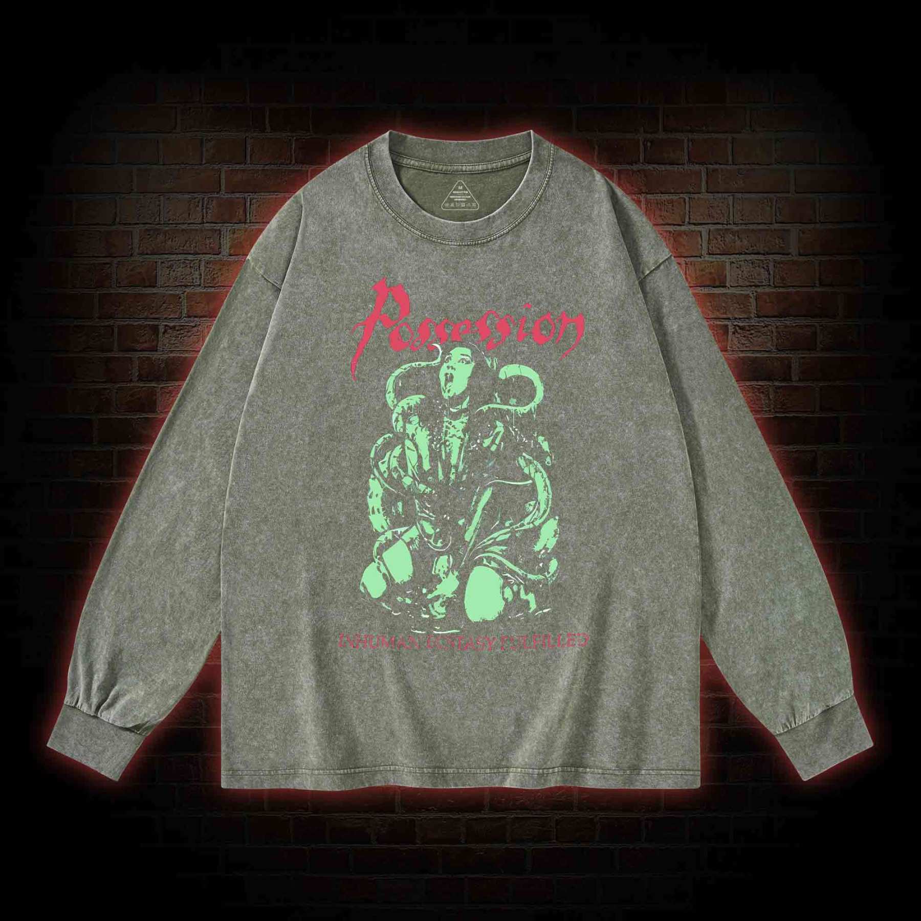 Inhuman Ecstasy Fulfilled Washed Long-Sleeve T-shirt