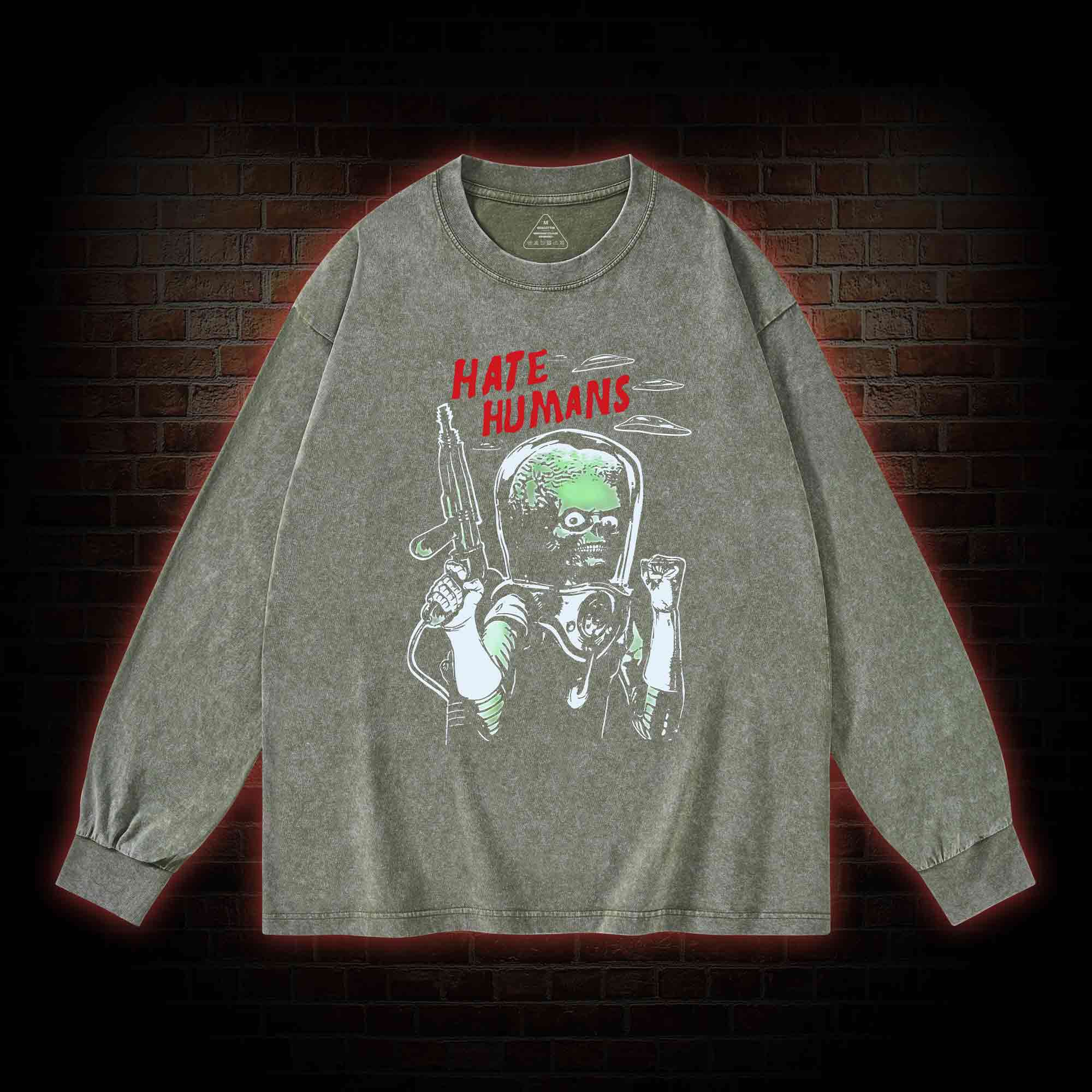 Hate Humans Washed Long-Sleeve T-shirt