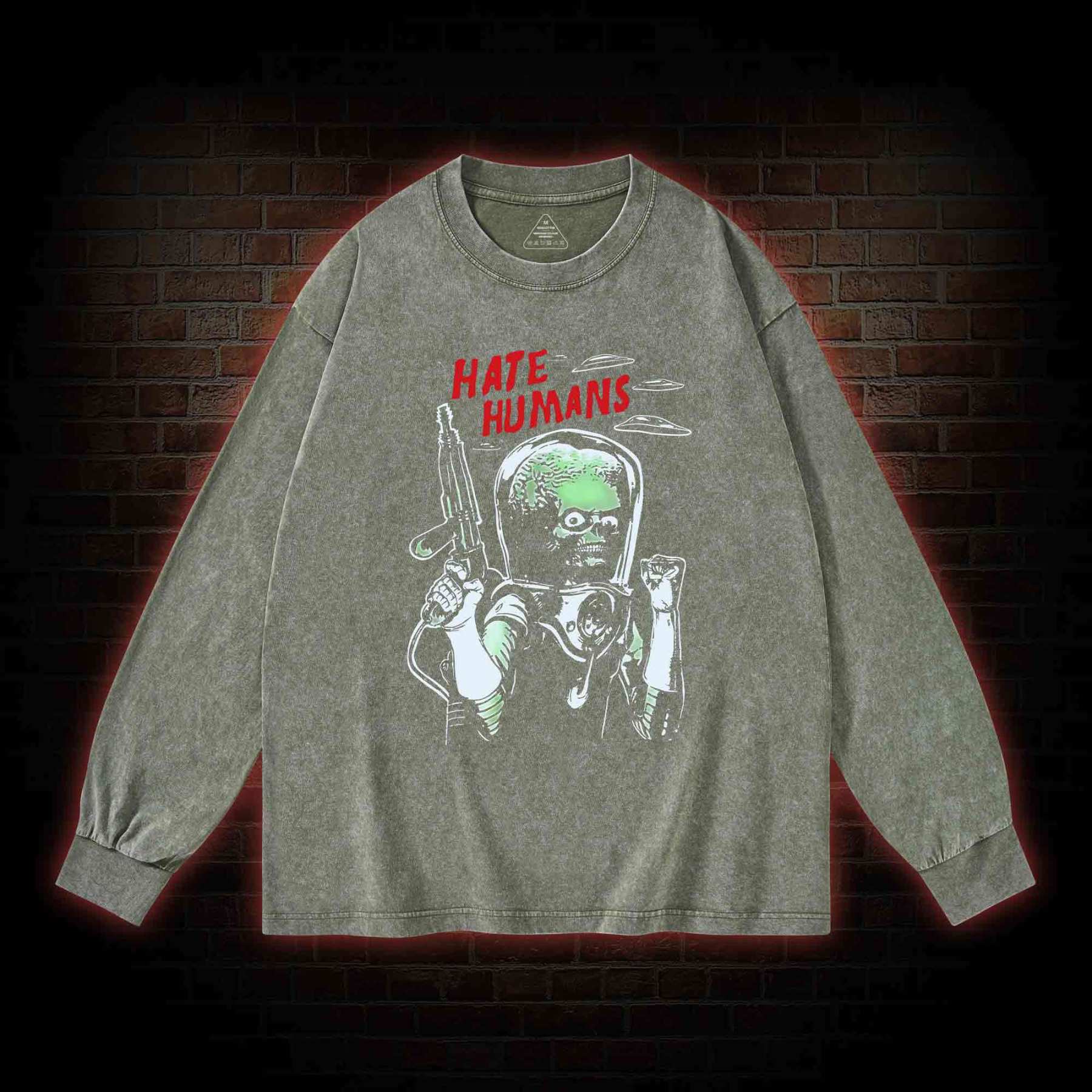 Hate Humans Washed Long-Sleeve T-shirt