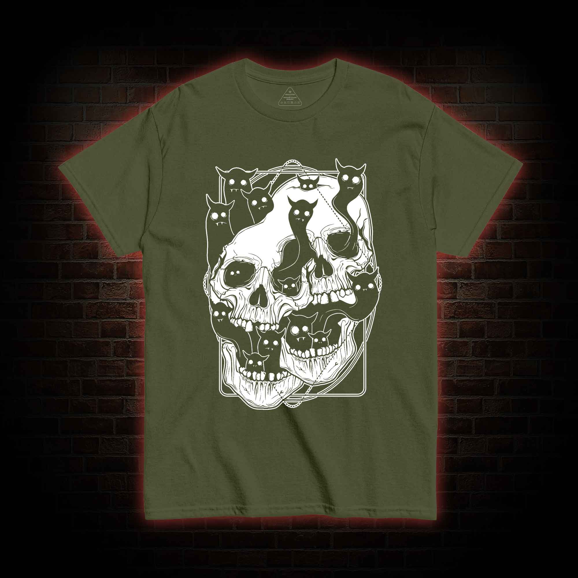 Cat Ghost Double Skull T-shirt