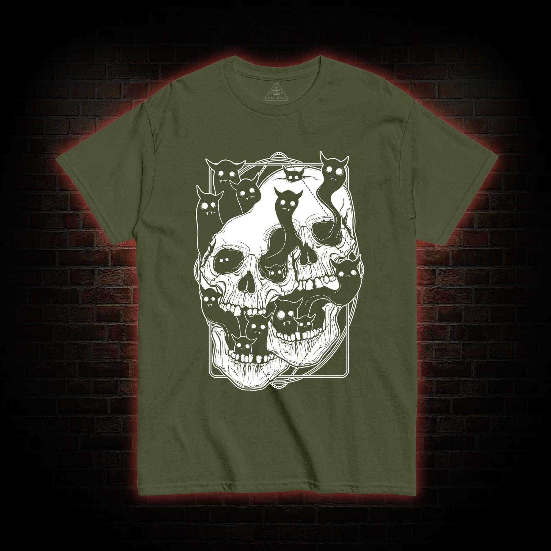 Cat Ghost Double Skull T-shirt