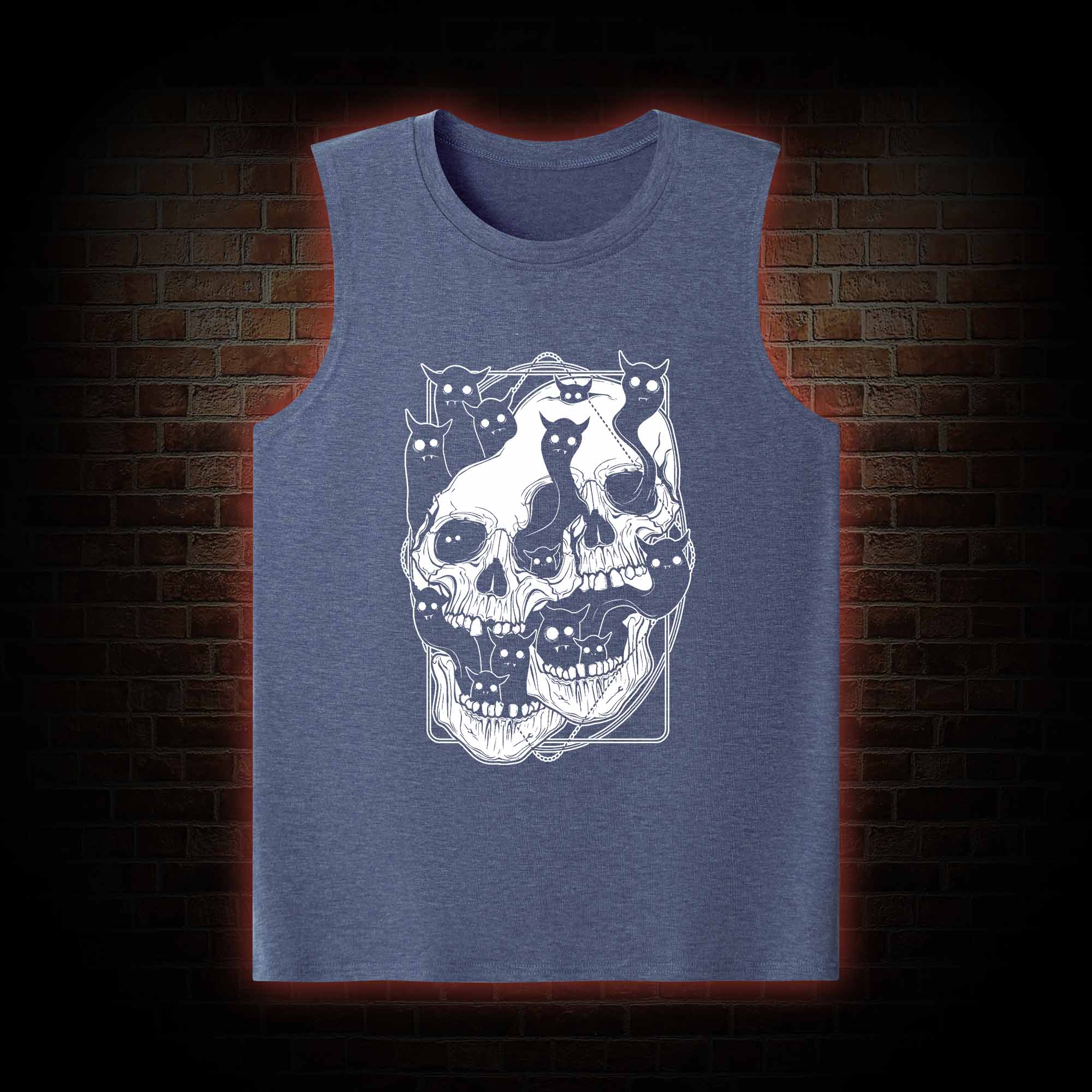 Cat Ghost Double Skull Tank Top