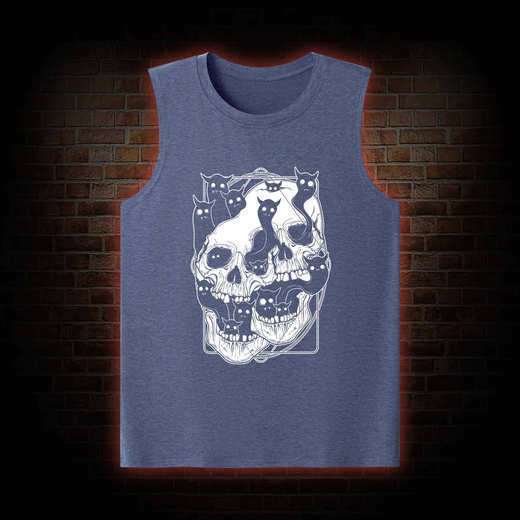 Cat Ghost Double Skull Tank Top