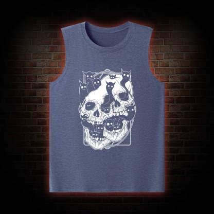 Cat Ghost Double Skull Tank Top